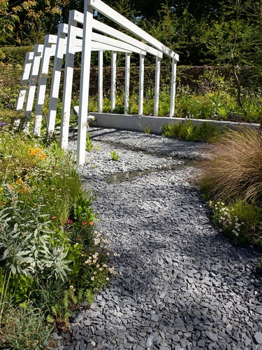 Canadian Slate zwart aangelegd met overkapping