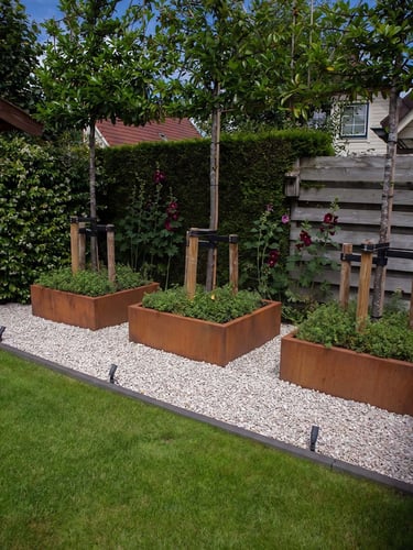 Multi-Edge FLORA High Plantenbak Corten staal 120x120x60cm aangelegd