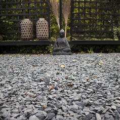 Flat pebbles zwart aangelegd Flat pebbles zwart aangelegd